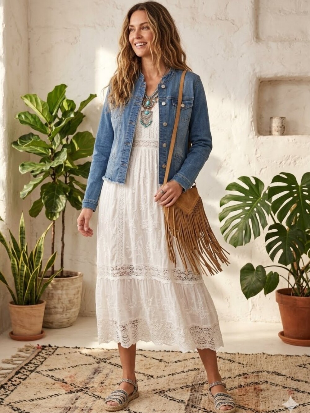 Baccini Collarless Denim Jacket Medium Wash Frayed Raw Hem Mandarin Collar